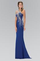 Elizabeth K - Jewel Embellished Halter Neckline Gown Gl1382