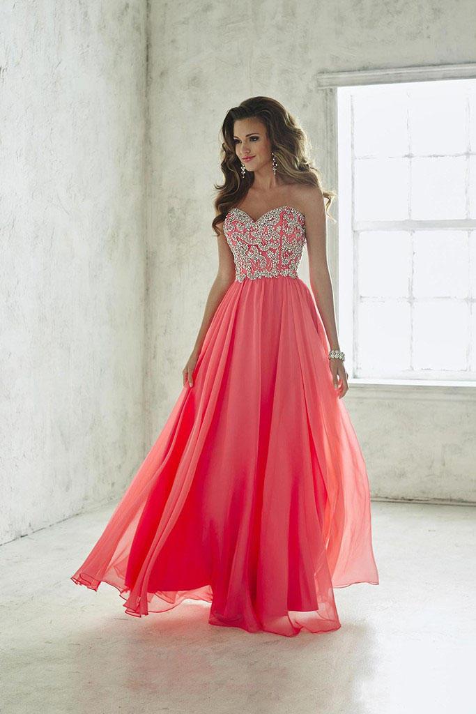 Tiffany Homecoming - Ornate Sweetheart Crystal Chiffon Evening Gown 46011