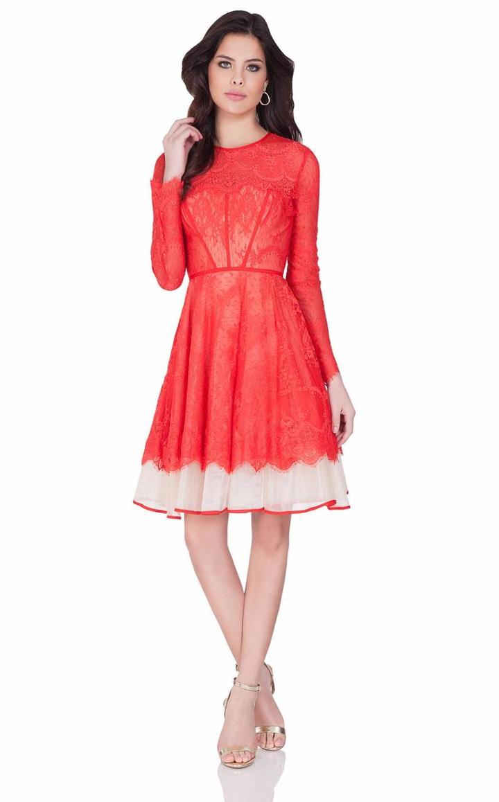 Terani Couture - Luxurious Laced Jewel Neck Cocktail Dress 1621c1296