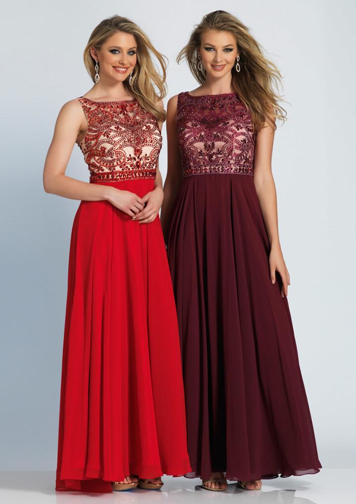 Dave & Johnny - 1417 Intricately Jeweled Illusion Long Gown