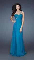 La Femme - 17966m Beaded One Shoulder Ruched A Line Gown