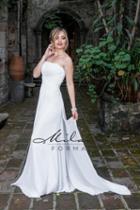 Milano Formals - Aa219 Strapless Straight Across Chiffon Wedding Gown