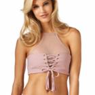 Montce Swim - Dusty Rose Mesh Halter Top