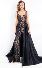 Rachel Allan Prima Donna - 5956 Beaded Lace Jumpsuit With Overskirt