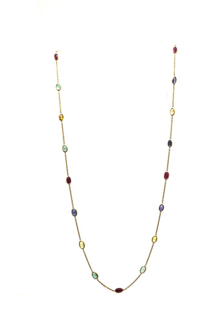 Tresor Collection - Multicolor Stone Necklace In 18k Yellow Gold