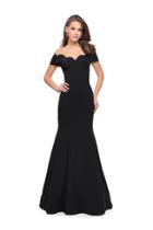 La Femme - 25476 Scalloped Off-shoulder Jersey Trumpet Dress