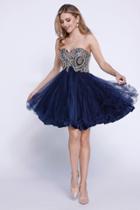 Nox Anabel - Lace Applique Sweetheart Bodice Homecoming Short Dress 6212