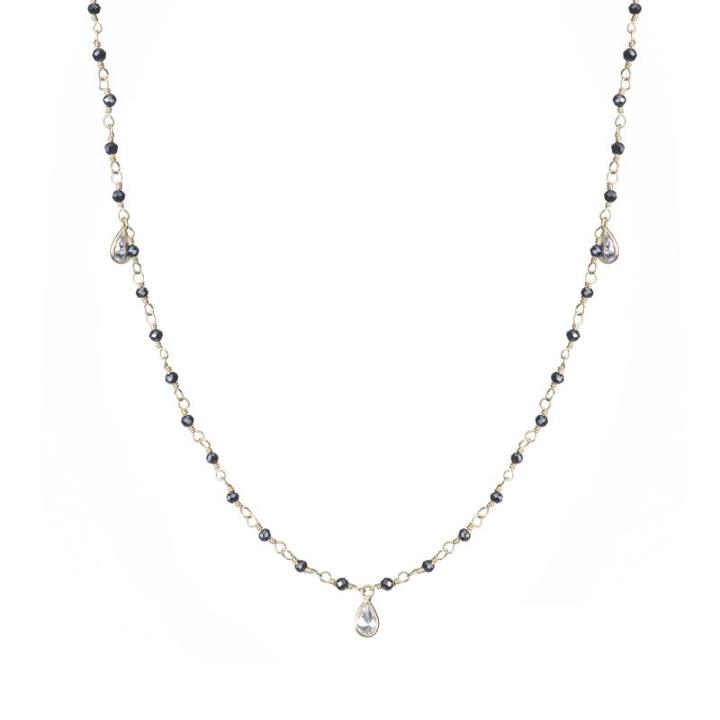 Ashley Schenkein Jewelry - Jaipur Black Garnet And Teardrop Cz Necklace