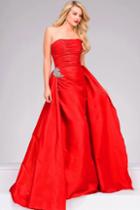 Jovani - Strapless Ruched Fitted Prom Dress With A Line Overskirt 45079