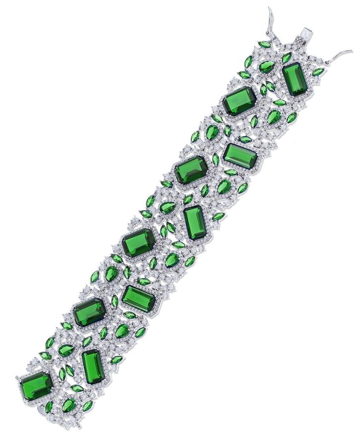 Cz By Kenneth Jay Lane - Emerald Multi Shaped Bracelet