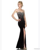 Cinderella Divine - Strapless Bejeweled Sweetheart Fitted Dress
