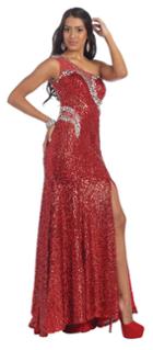 May Queen - Rq7246 Shimmering One Shoulder Evening Gown