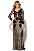 Jolene Collection - 16023 Lace Long Sleeves Floral Evening Gown