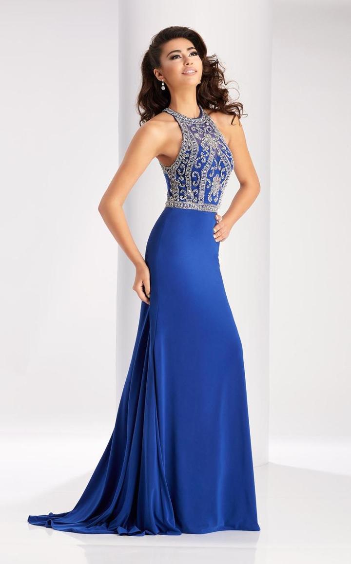 Clarisse - 2807 Crystal Festooned Halter Gown