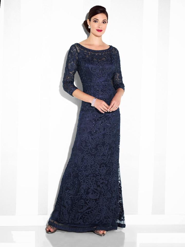 Cameron Blake - 115604sl Illusion Embroidered Lace Gown