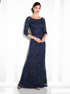 Cameron Blake - 115604sl Illusion Embroidered Lace Gown