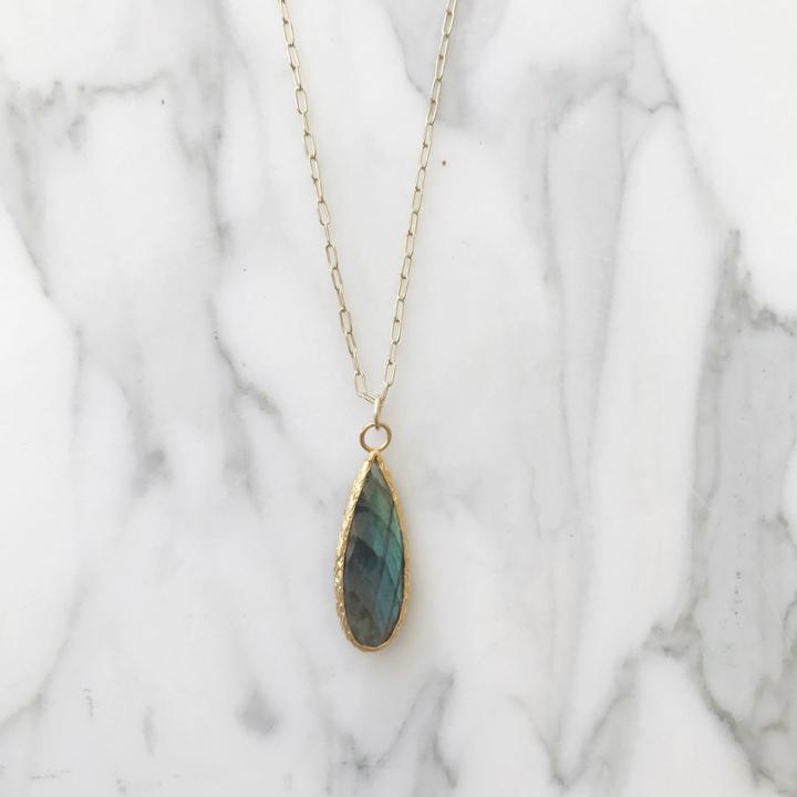 Margaret Elizabeth - Labradorite Elongated Teardrop Pendant