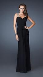 La Femme - Interwoven Pleated Sweetheart Chiffon Sheath Gown 18698