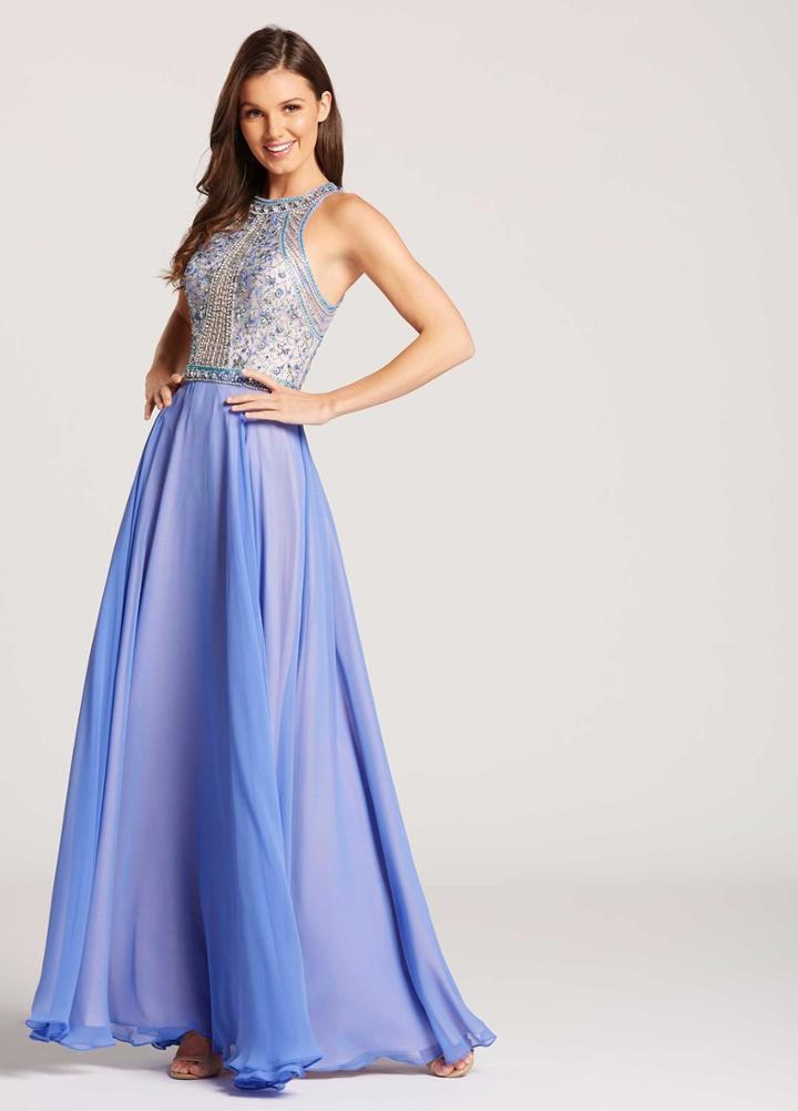 Ellie Wilde - Ew118097 Beaded Halter A-line Dress