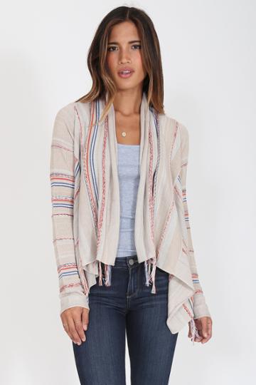 Goddis - Biya Fringe Cardigan In Coral Essence