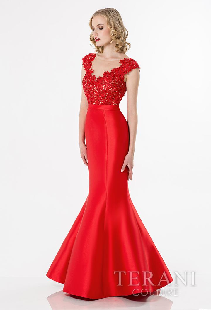 Terani Evening - Lace Bateau Neck Evening Gown 1522e0508b