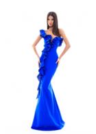 Tarik Ediz - 50333 Laser-cut Plunging Ruffled Cascade Mermaid Gown