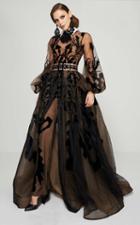 Mnm Couture - 2369 Collared Sheer Illusion Evening Gown