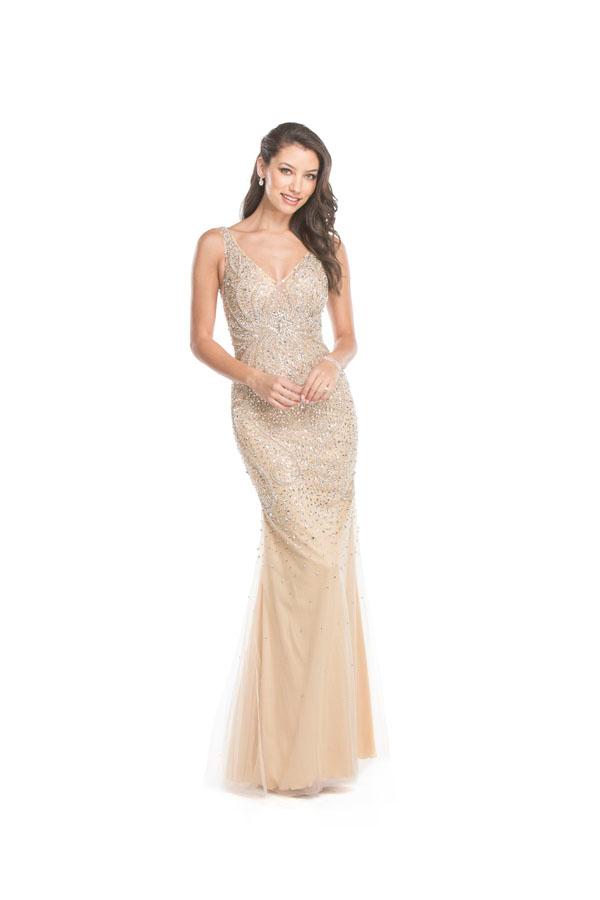 Aspeed - L1561 Sleeveless Sequined Sheath Evening Dress