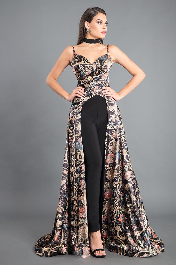 Rachel Allan Couture - 8319 Printed Multi-colored Jumpsuit