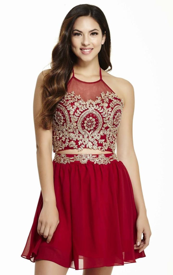 Jolene Collection - 16539 Embellished Halter A-line Dress