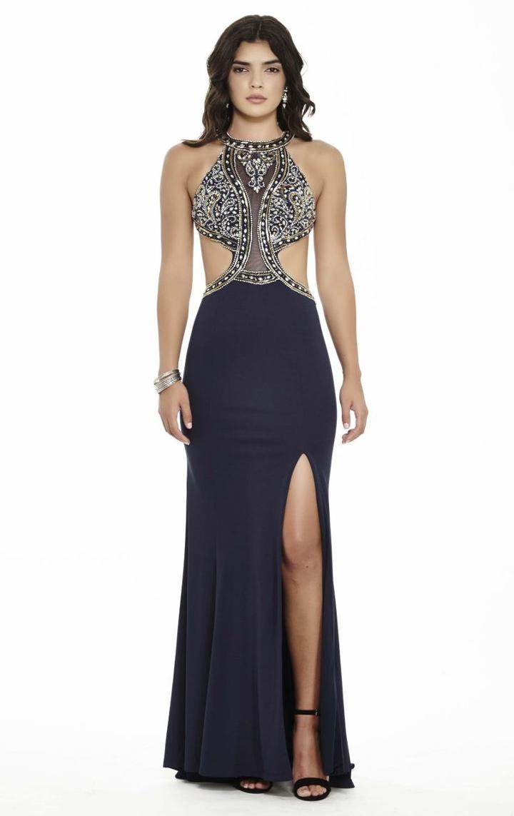 Jolene Collection - 17126 Embellished Halter Cutout Evening Dress