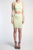 Donna Mizani - V Strap Cut Out Mini Dress In Sage