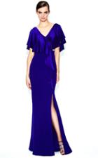 Daymor Couture - 559 Cape V-neck Sheath Gown