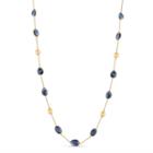 Tresor Collection - Blue Sapphire With Gold Lente Accent Necklace In 18k Yellow Gold
