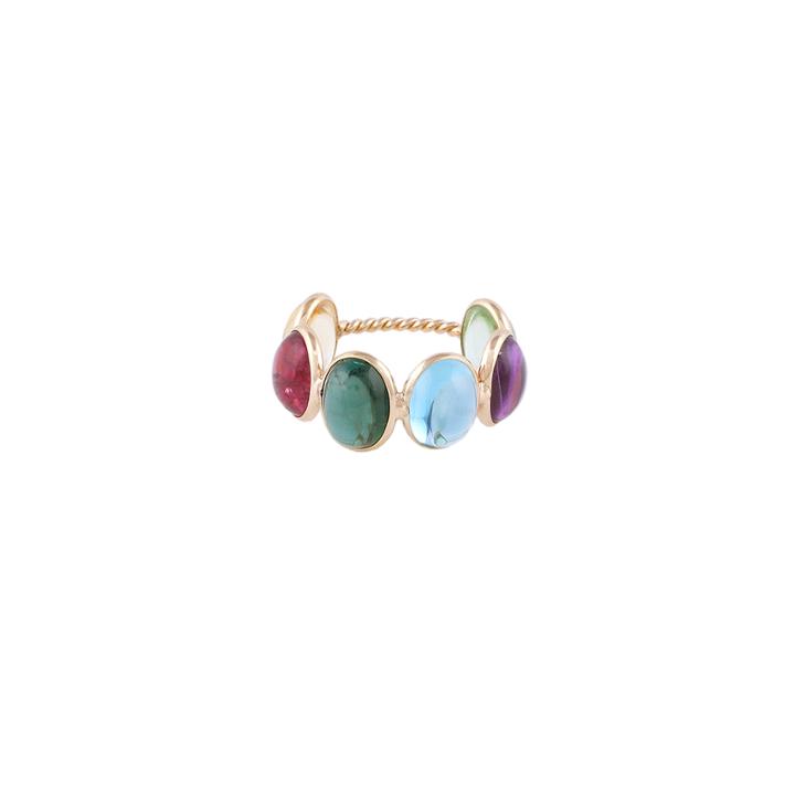 Tresor Collection - Multicolor Stone Fac. Oval Ring Band In 18k Yg