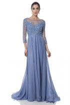 Terani Couture - Crystal Beaded Quarter Sleeve Illusion Long Gown 1611m0642a