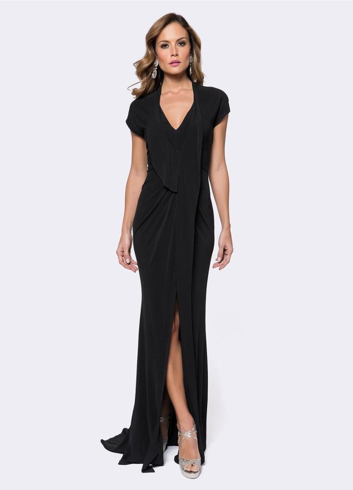 Ashley Lauren - 1142 Draping Accented V-neck Sheath Dress