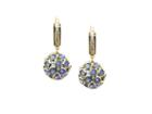 Tresor Collection - Blue Sapphire Origam Sphere Ball Earring With Diamond Huggies In 18k Yellow Gold