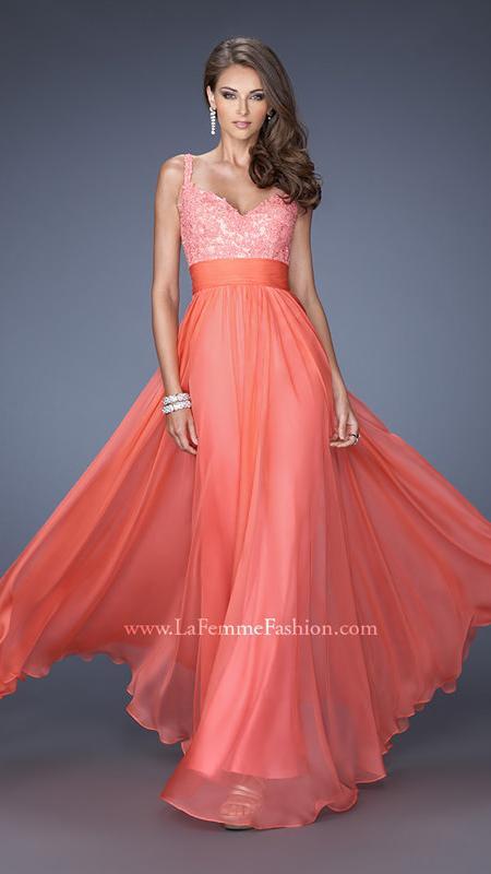 La Femme - Long Chiffon Prom Dress With Encrusted Bodice 19882