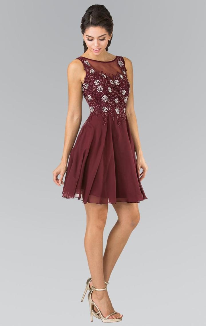 Elizabeth K - Sleeveless Embellished Cocktail Dress Gs1432