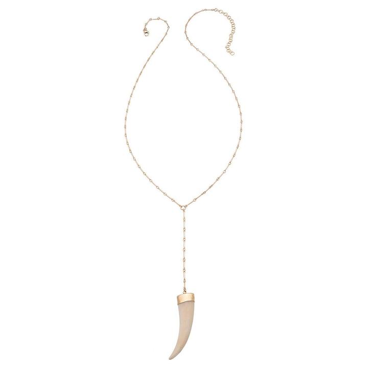 Heather Hawkins - Bar Chain Y Necklace - White Horn