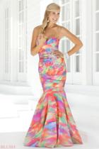 Blush - Strapless Multi Color Pleated Mermaid Gown 9316