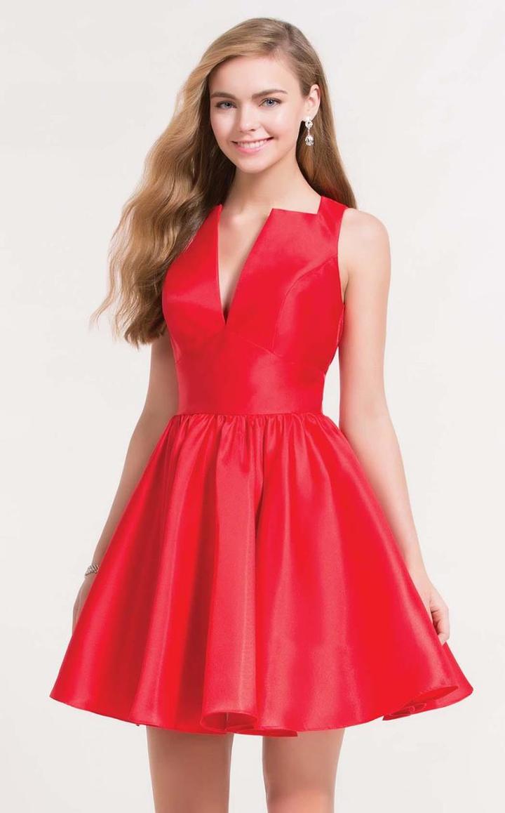 Alyce Paris - 3706 Deep V Mikado Cocktail Dress