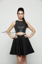 Milano Formals - Sequined Sleeveless High Neck Two-piece Cocktail Dress E2035