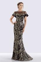 Feriani Couture - 18659 Embroidered Illusion Ruffled Evening Dress