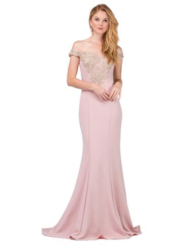 Dancing Queen - Gilded Off-shoulder Fitted Gown