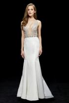 Angela And Alison - 81145 Beaded Deep V-neck Mermaid Gown