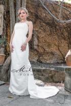 Milano Formals - Aa9336 Strapless Straight Across Sheath Wedding Gown