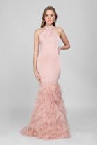 Terani Couture - Crisscrossed Feather Fringed Mermaid Gown 1721e4185