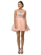 Dancing Queen - Flirty Jeweled Illusion Sweetheart Neck Polyester A-line Dress 9179